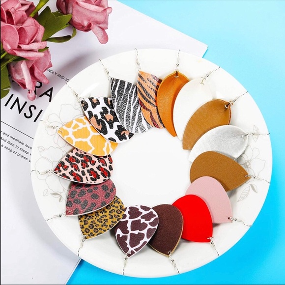 Handmade Faux Leather Earrings - Picture 3 of 7